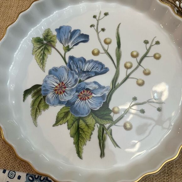 Spode Stafford Flowers Lida & Acacia Flan Tart Quiche Dish 10" Round NEW - Picture 2 of 9